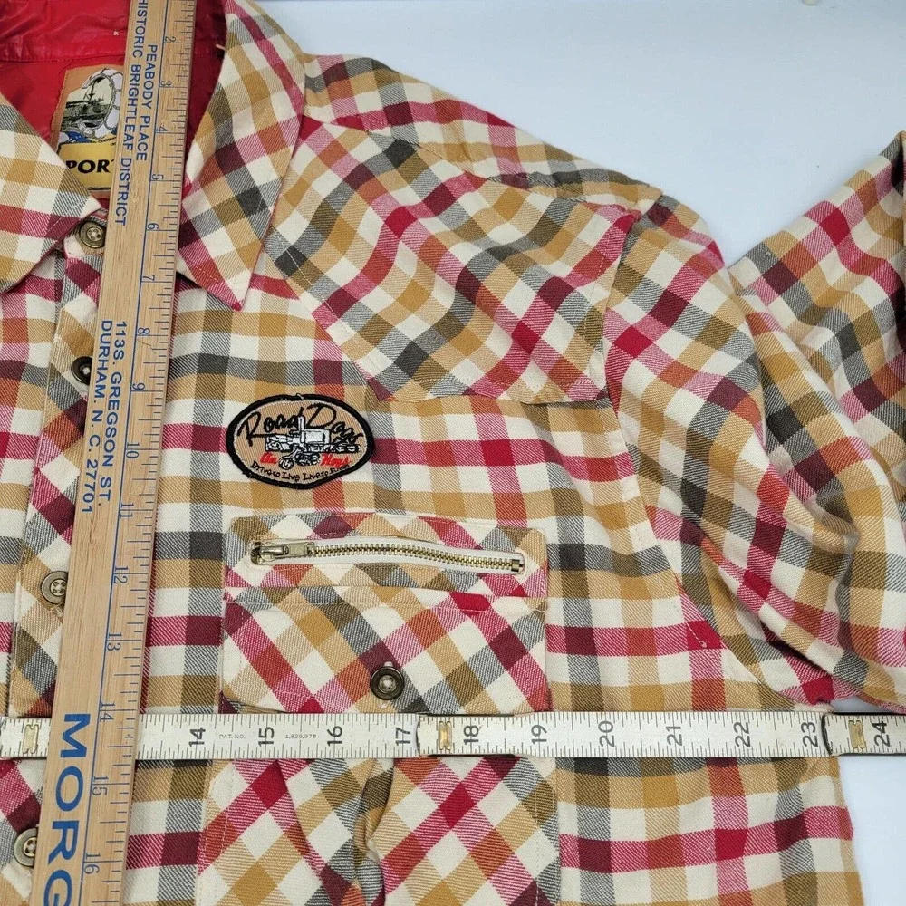 Portal Truckers Road Dogs On Hogs Men's 2XL‎ Flannel Long Sleeve Plaid Shirt
